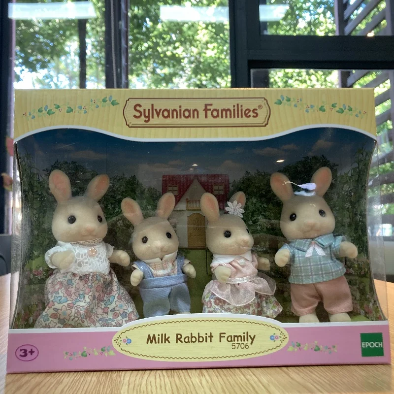 Accesorios para familias Sylvanian, críticas de Calico, juguetes para niñas y niños, figuras de Anime en miniatura, muñecos, juguetes para niños, familia de conejos de leche