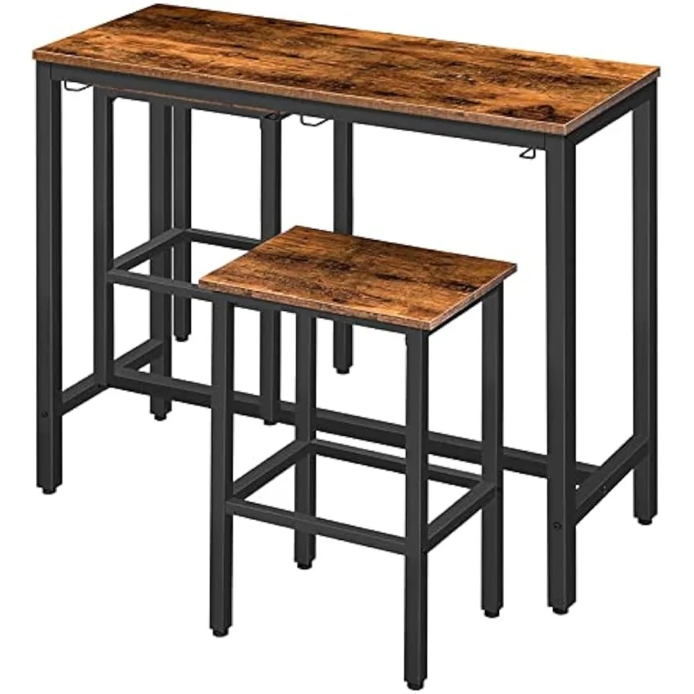 

Bar Table Set, Pub Tables Bar Height with Stools Set of 2, Bar Chairs Under Counter Height Table for Small Spaces, Industrial D