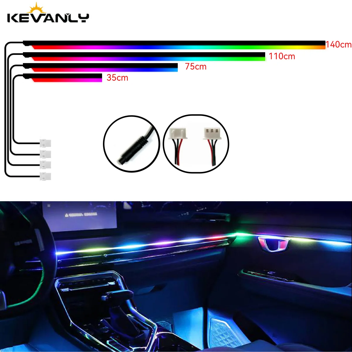 35/75/110/140cm LED Ambient Light Strip Accessories Car Ambient Lights Skylight Symphony RGB Interior Acrylic Strips Decoration