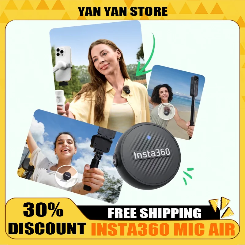 

Для Insta360 Mic Air Mini 7,9 г 48 кГц Магнитный передатчик Аудиомикрофон Для Insta 360 X5 X4 Air Ace Pro 2 Оригинальный аксессуар