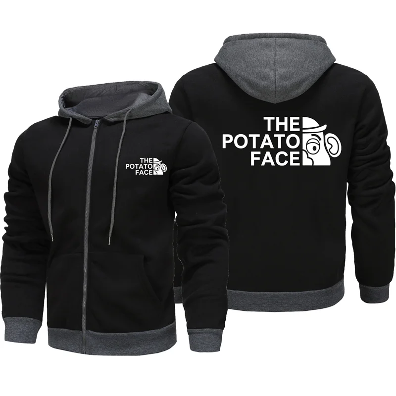 

Autumn and Winter Men's New Style THE POTATO FACE Logo Fashion Printed Zipper Hoodie Men's Sportswear Casual Sportswear