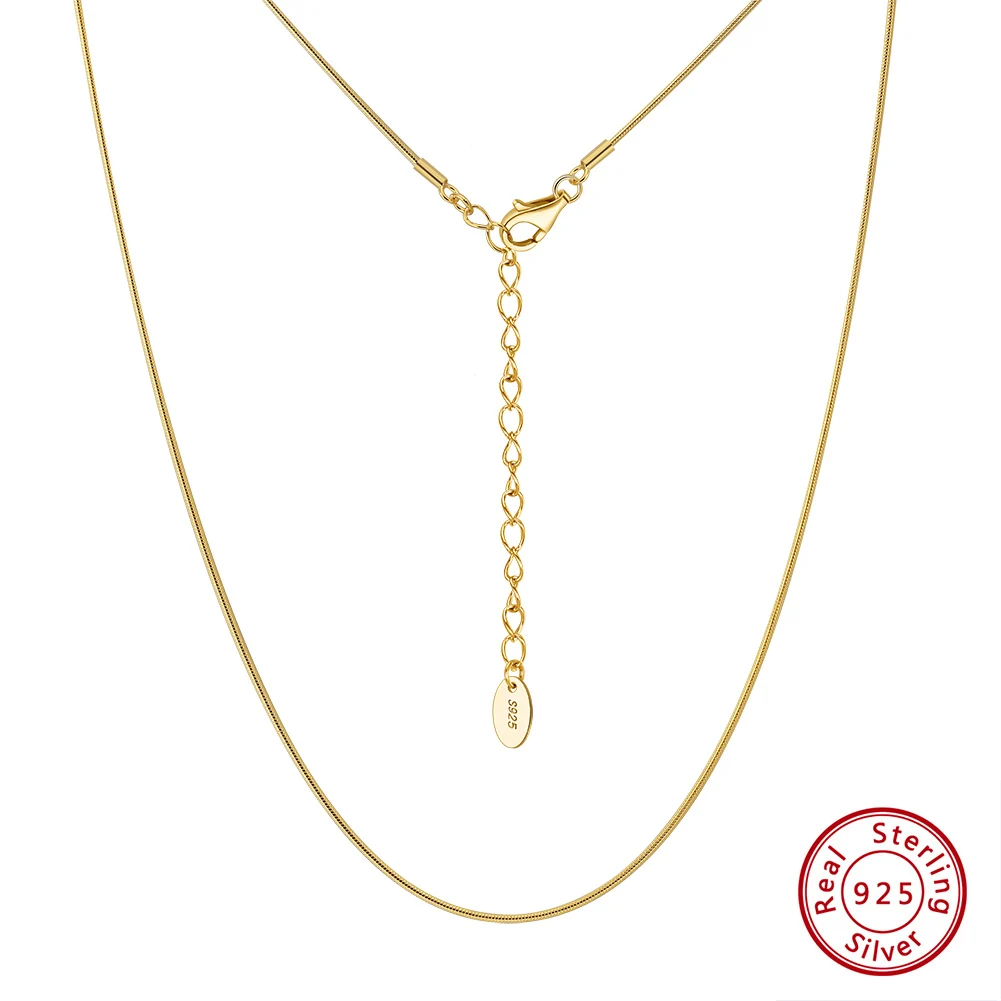 

KISS MANDY 0.8MM Round Snake Chain Necklace 925 Sterling Silver Women Snake Short Chain Neck Jewelry Accessories DIY Gift SC86