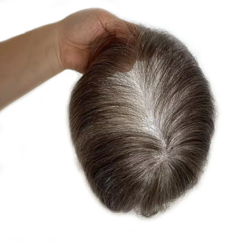 Tupé de Alta Calidad, Prótesis Capilar Fina con Nudos Delanteros Individuales, Pelucas de Aspecto Natural para Hombres