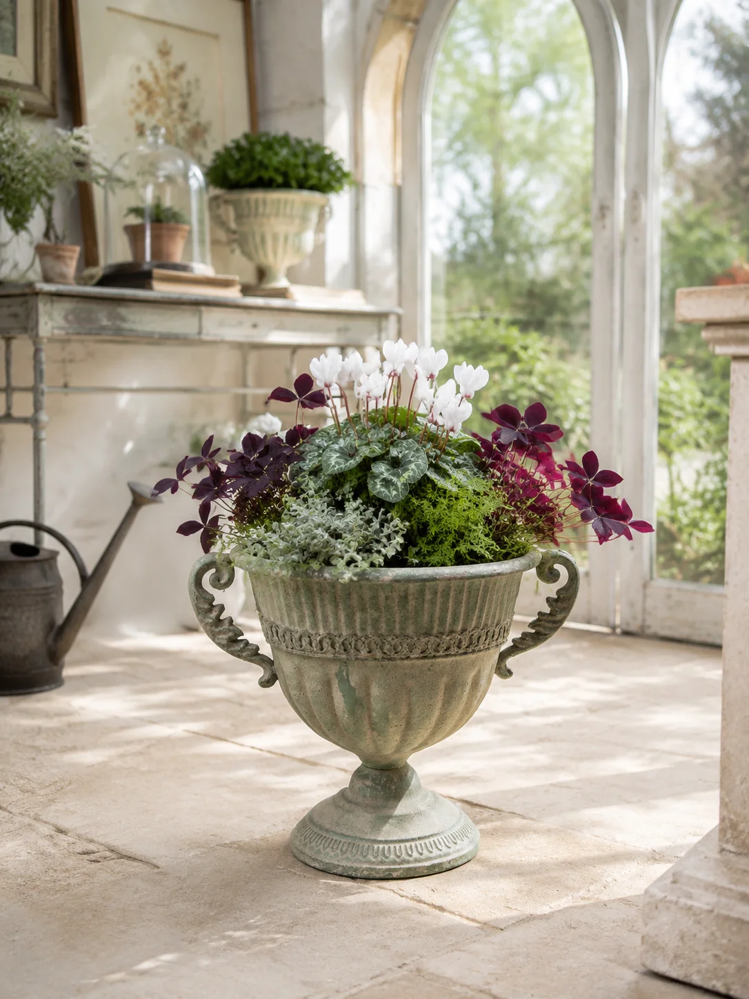 Handmade Distressed Vintage Small Metal Flower Vase for Living Room Decor Rustic Industrial Style Floral Display Holder