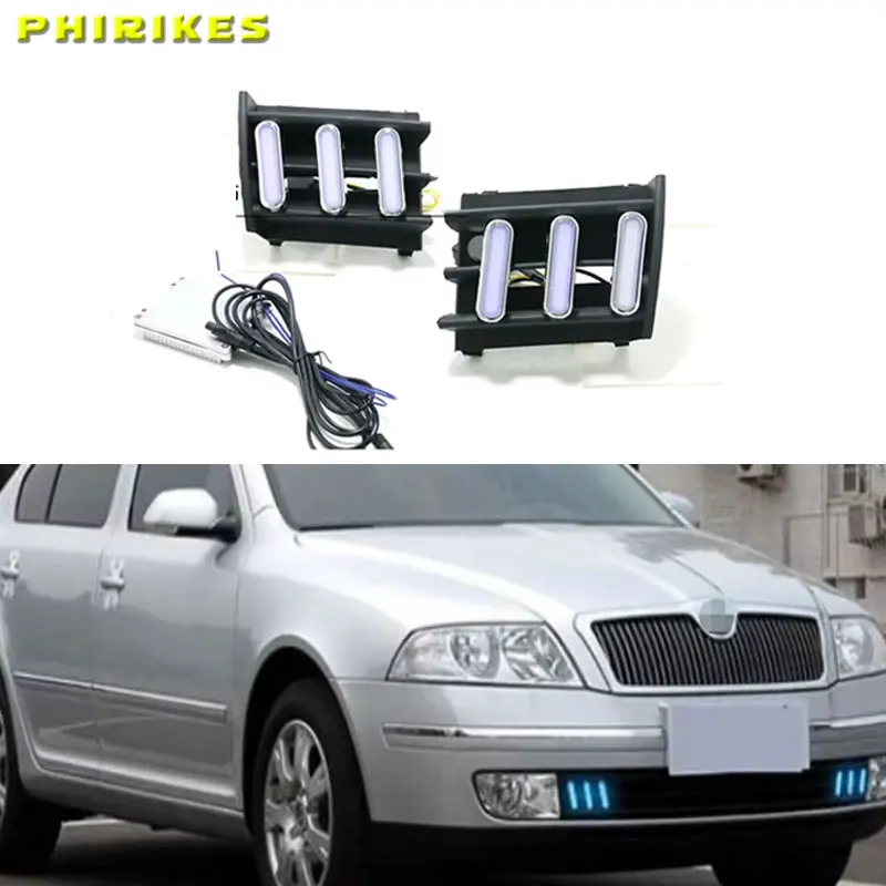 

Для Skoda Octavia A5 2010 2011 2012 2013 светодиодные дневные ходовые огни водонепроницаемый 12 В указатель поворота лампа бампера