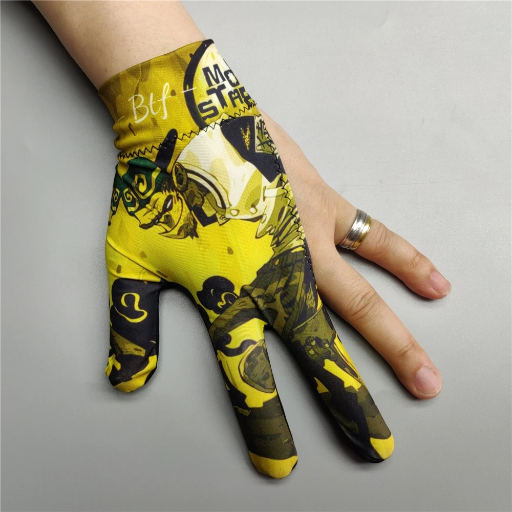 

Billiard Glove Left Right Hand BTF Medium M Size Pool Carom 3 Fingers Yellow Color Painting PRO Snooker & Billiard Accessories
