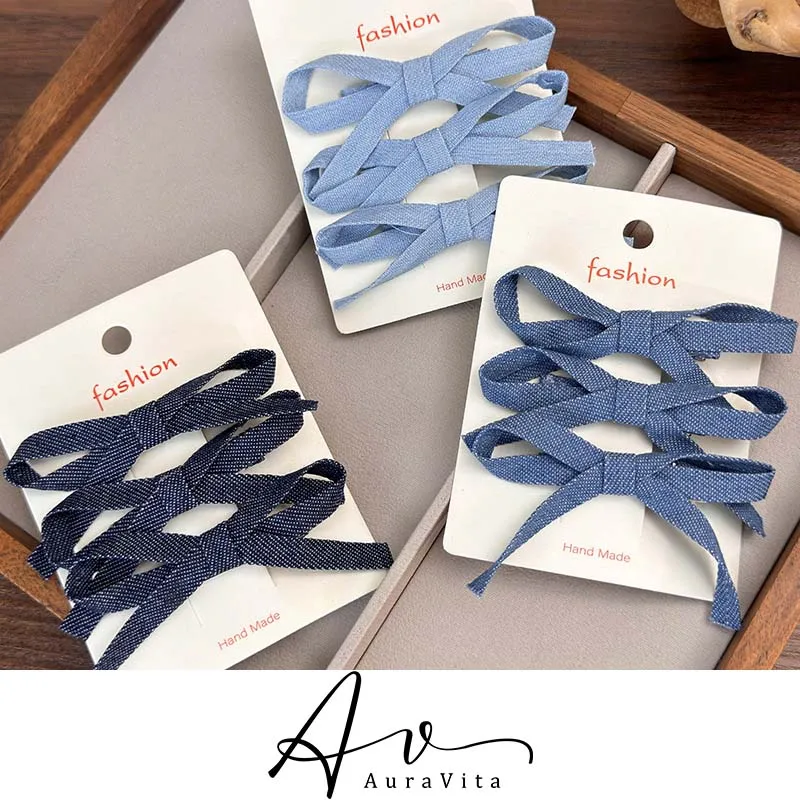 2024 New Trend Alloy Canvas Bowknot Duckbill Clip 3PCS School Party Simple Hair Clip Set for Girls Elegant Hair Accessories Set