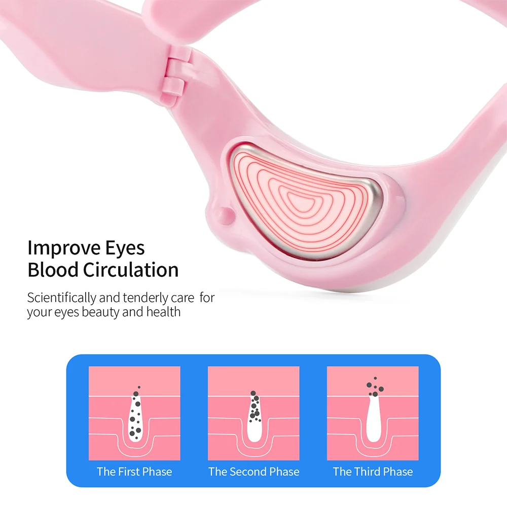 Eye Massager 3D Warm Hot Compress Eye Care Instrument Vibration EMS Micro-Current Pulse Eye Relax Device Remove Dark Circle