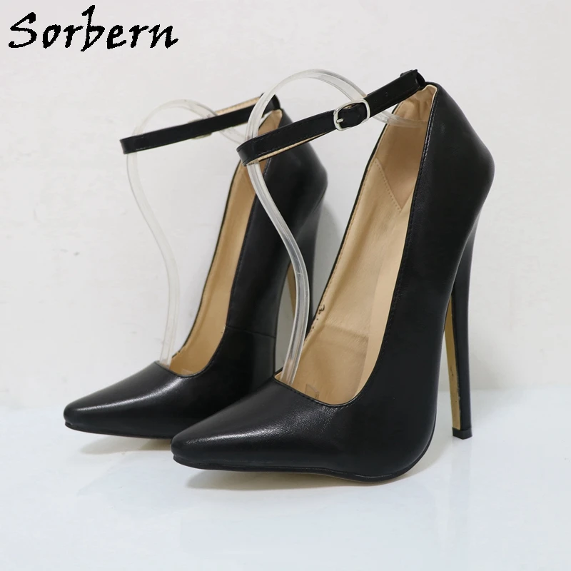 Sorbern cinturino alla caviglia marrone chiaro pompe da donna tacchi alti 18Cm tacchi scarpe Designer femminile pompa Fetish colori personalizzati