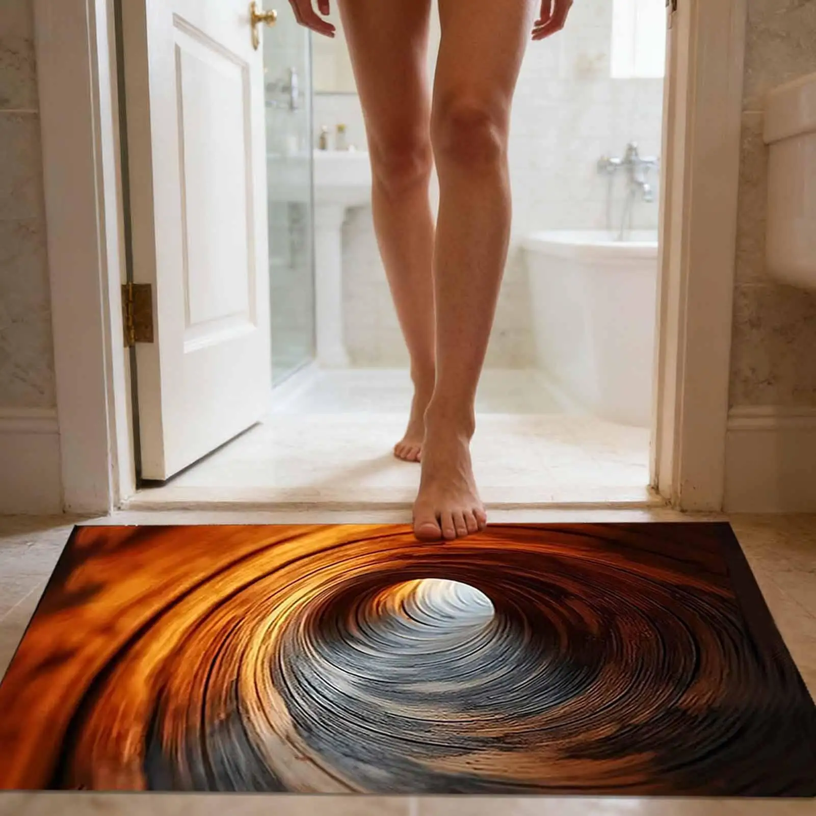 

Bath Mat Abstract Non Slip Absorbent 3D Hole Optical Illusion Area Rug For Bedroom Study Guesthouse Front Door Sofa Side Dorm