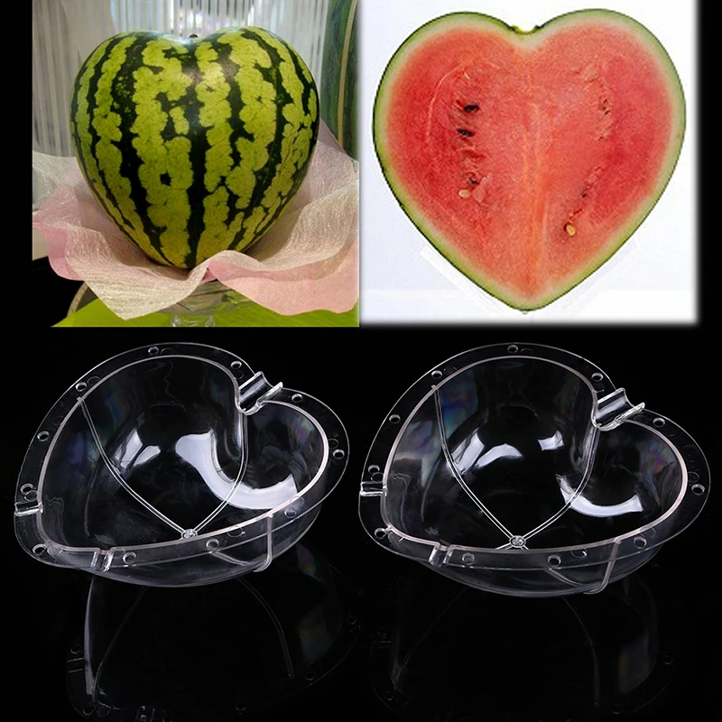 Watermelon Shaping Mold Square Eco-friendly No Deformation Plastic Heart Shape Transparent Growth Forming Mold Fruit Nursery Pot