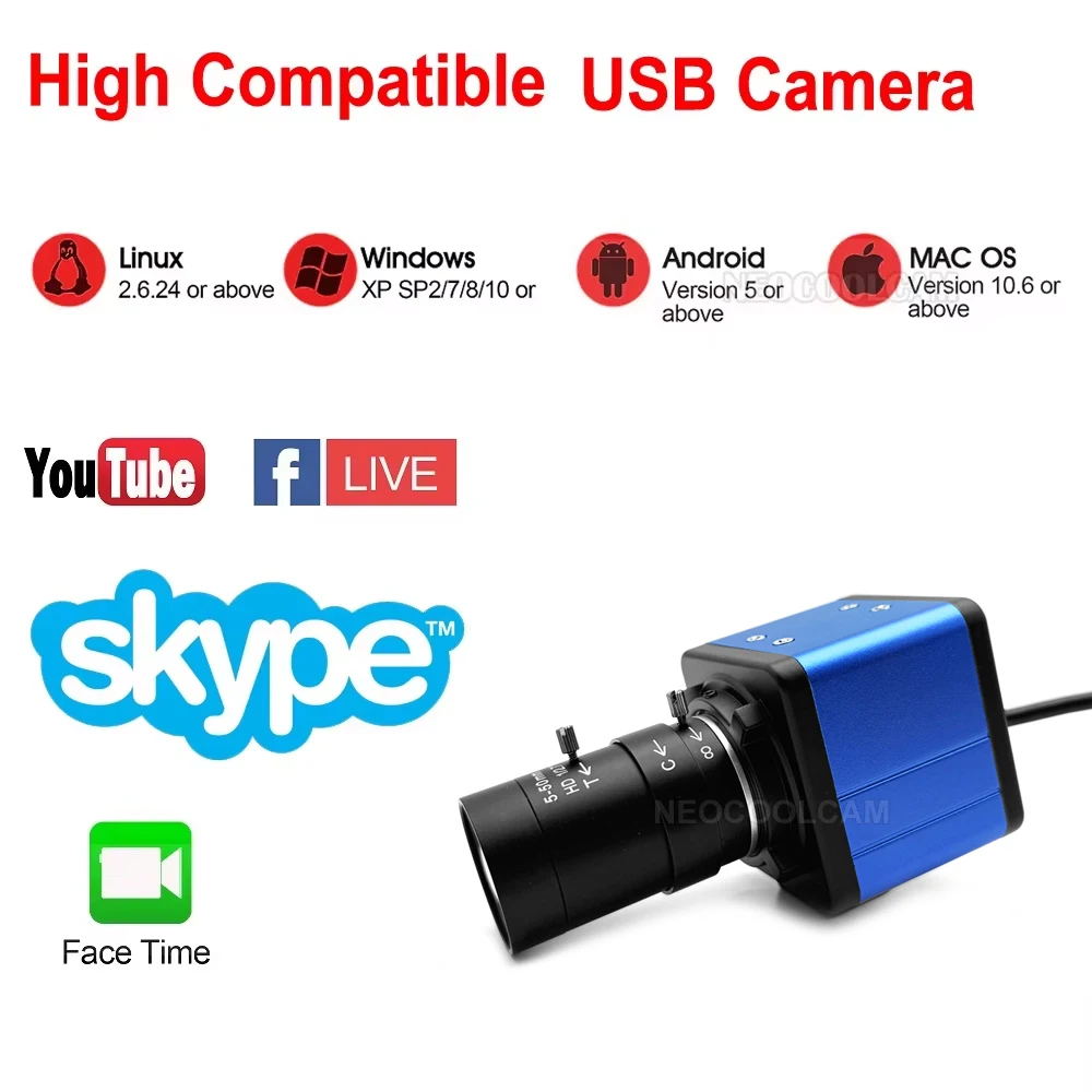 30fps industriel HD CS 2.8-12mm 5-50mm objectif Zoom manuel 4K 8MP IMX415 USB Webcam OTG UVC Plug And Play 2K Usb caméra vidéo PC