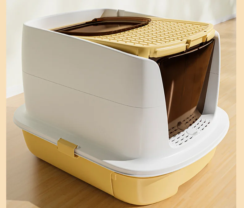 

Litter Box Super Large Fully Enclosed Top in Cat Toilet Drawer Baby Cat Litter Bowl Splash Proof Deodorant