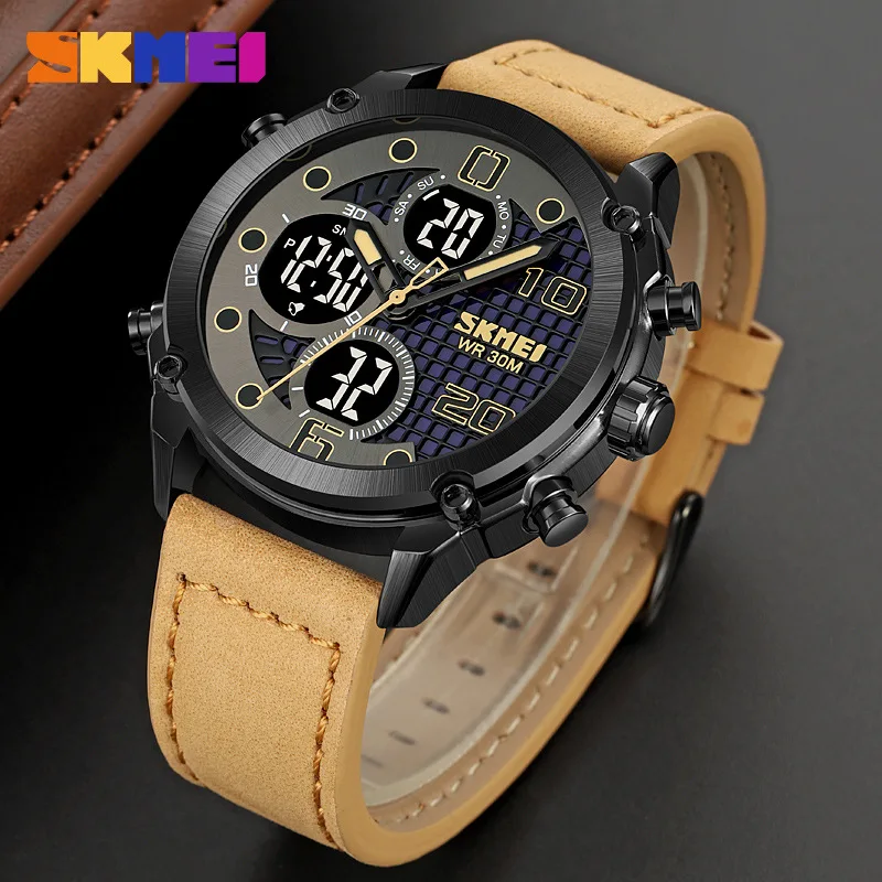 Skmei Outdoor Sports Men Electronic Watch Double Inserts Multi-Function Watch impermeável despertador luminoso relógio eletrônico