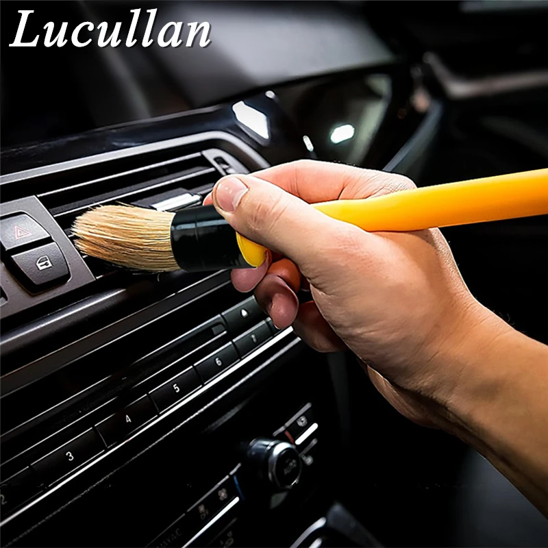 Lucullan 26CM długi uchwyt Detailing pędzel 50/50 syntetyczne/dziki miękkie włosy Premium narzędzia do czyszczenia do głębokiego czyszczenia