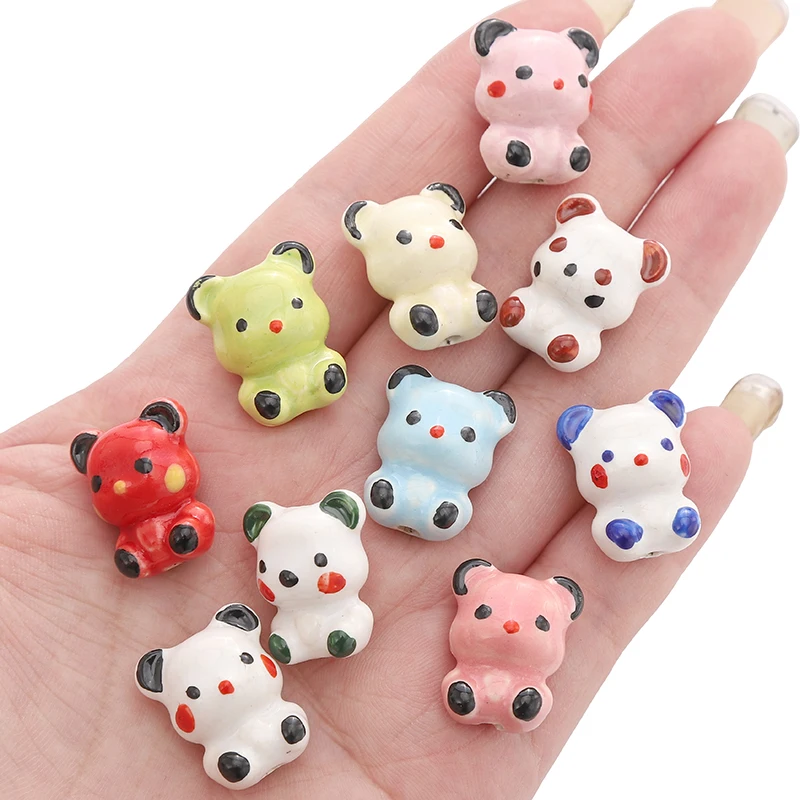 1pc Handmade Bear Beads Cartoon Design Fashion Ceramic Spacer Loose Beads For Making DIY Bracelets Necklace