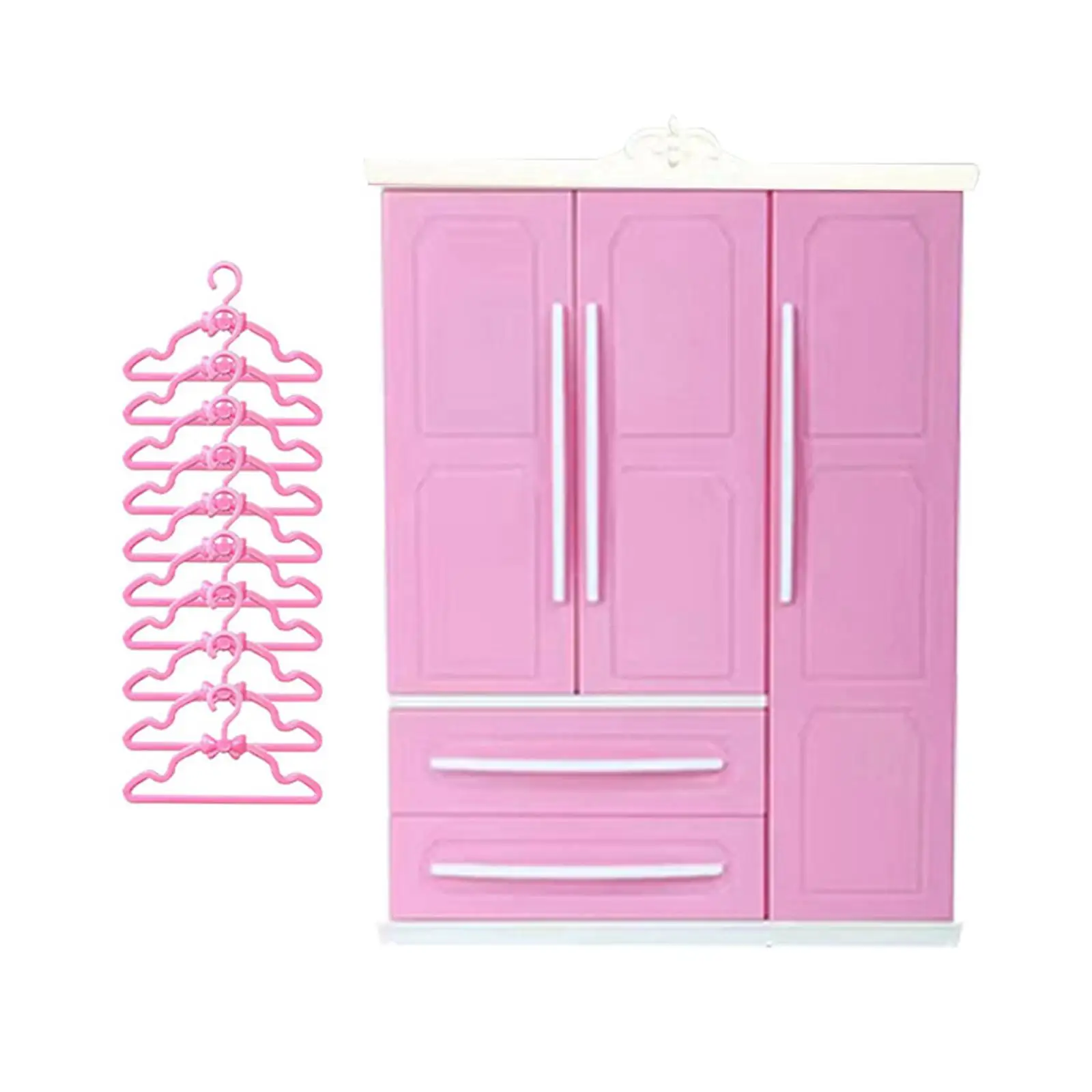 

Doll Armoire Closet with 10 Clothes Hangers, Dollhouse Furniture Doll Clothes Organiser