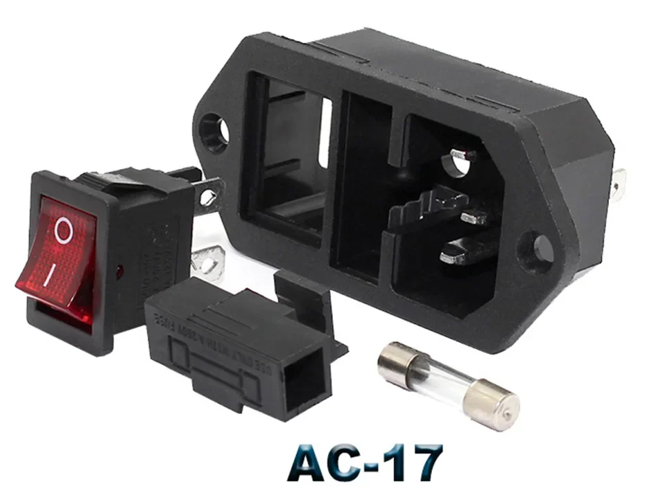IEC320 C14 Elektrische AC-Buchse 3-polig Rot LED 250V 10A Sicherung Buchse Stecker Einlassanschluss 2-polige Buchse Montage-Wippschalter – Detail 37