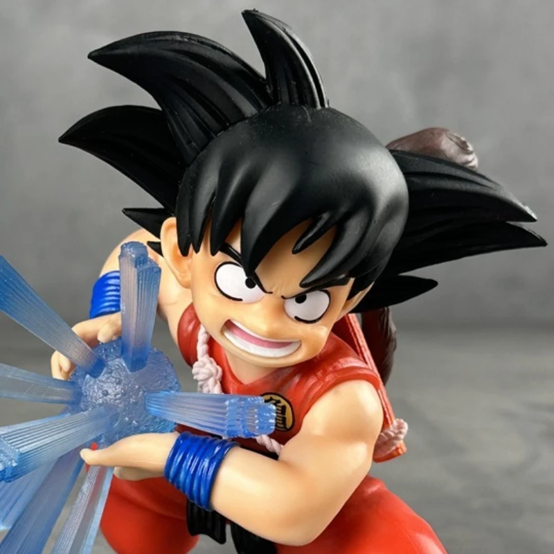 13cm Anime Dragon Ball Z Q Version Model Figure Childhood Goku Fighting Posture Desktop Ornament  Collection Toys Child Gifts