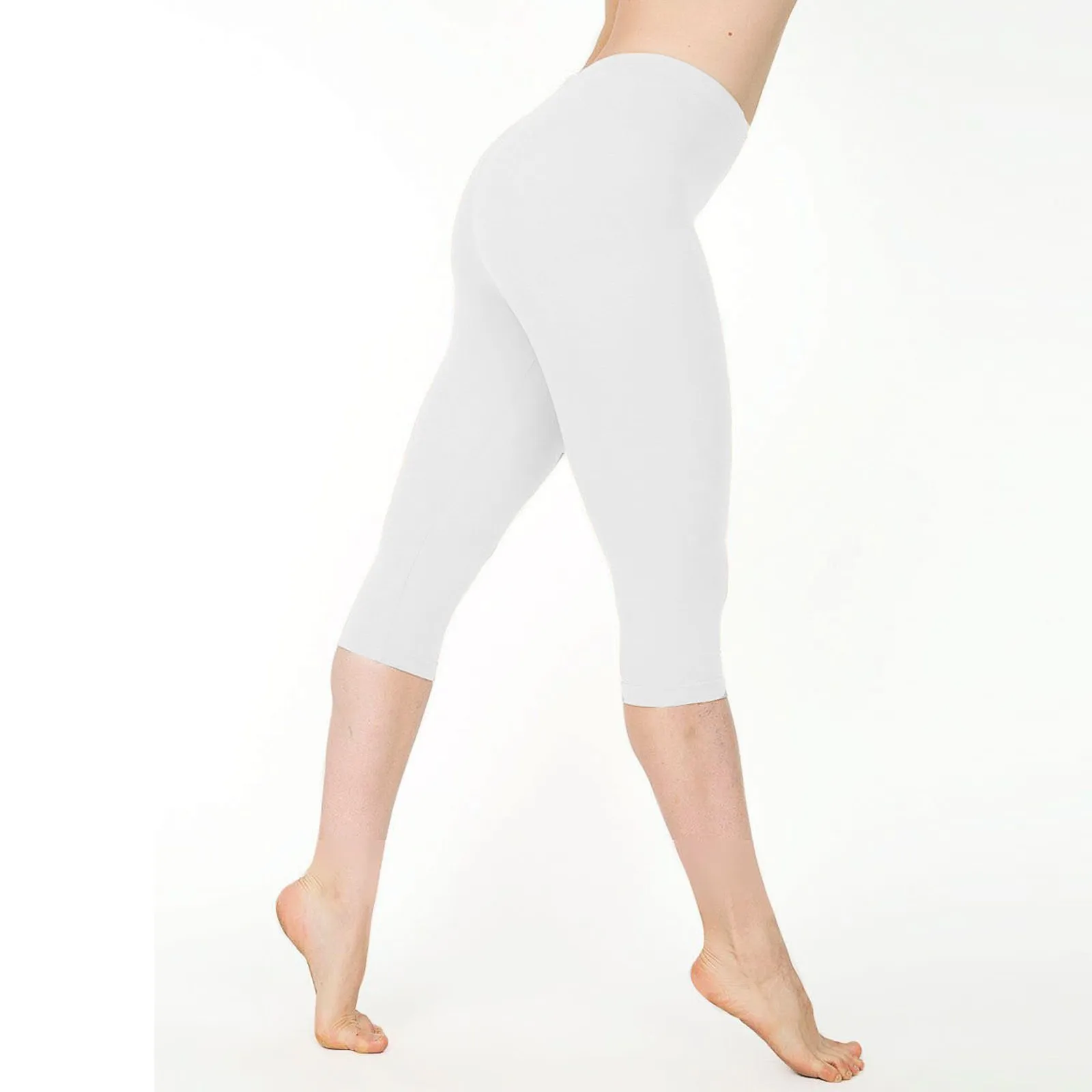 Mulheres cor sólida calças joelho leggings elástico de cintura alta esportes collants esportes ao ar livre fitness esportes leggings calças finas