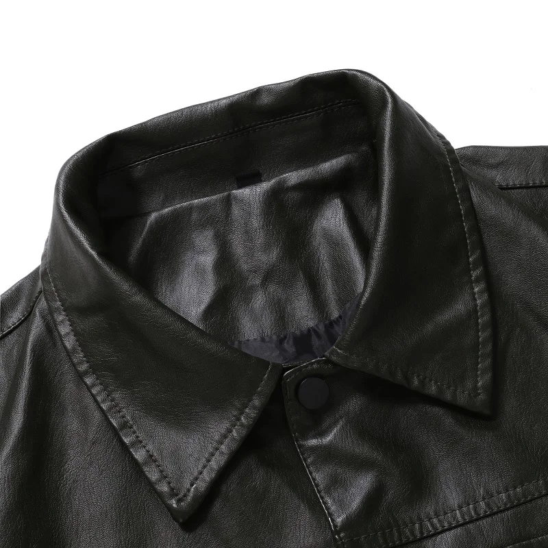 Autumn and winter new casual men\'s motorcycle slim lapel leather coat