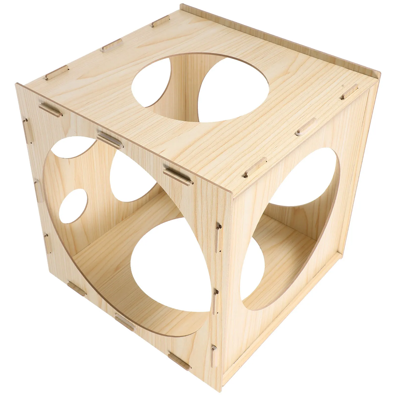 Wood Balloon Sizer Cube 9 Holes Easy Assemble Measurement Device for Festive Decoration Balloon Sizes Measuring Boxes