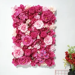Artificial Peony Wall Wedding Supplies Hotel Background Decoration Rose Peony Hydrangea Silk Flower Plastic Grid Flower Rows