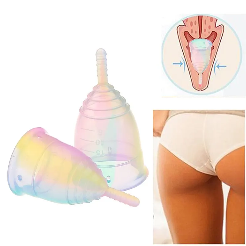 Kleurrijke Vrouwen Cup Medische Siliconen Menstruatie Cup Dameshygiëne Menstruatie Lady Cup Gezondheidszorg Periode Cup Hot Koop