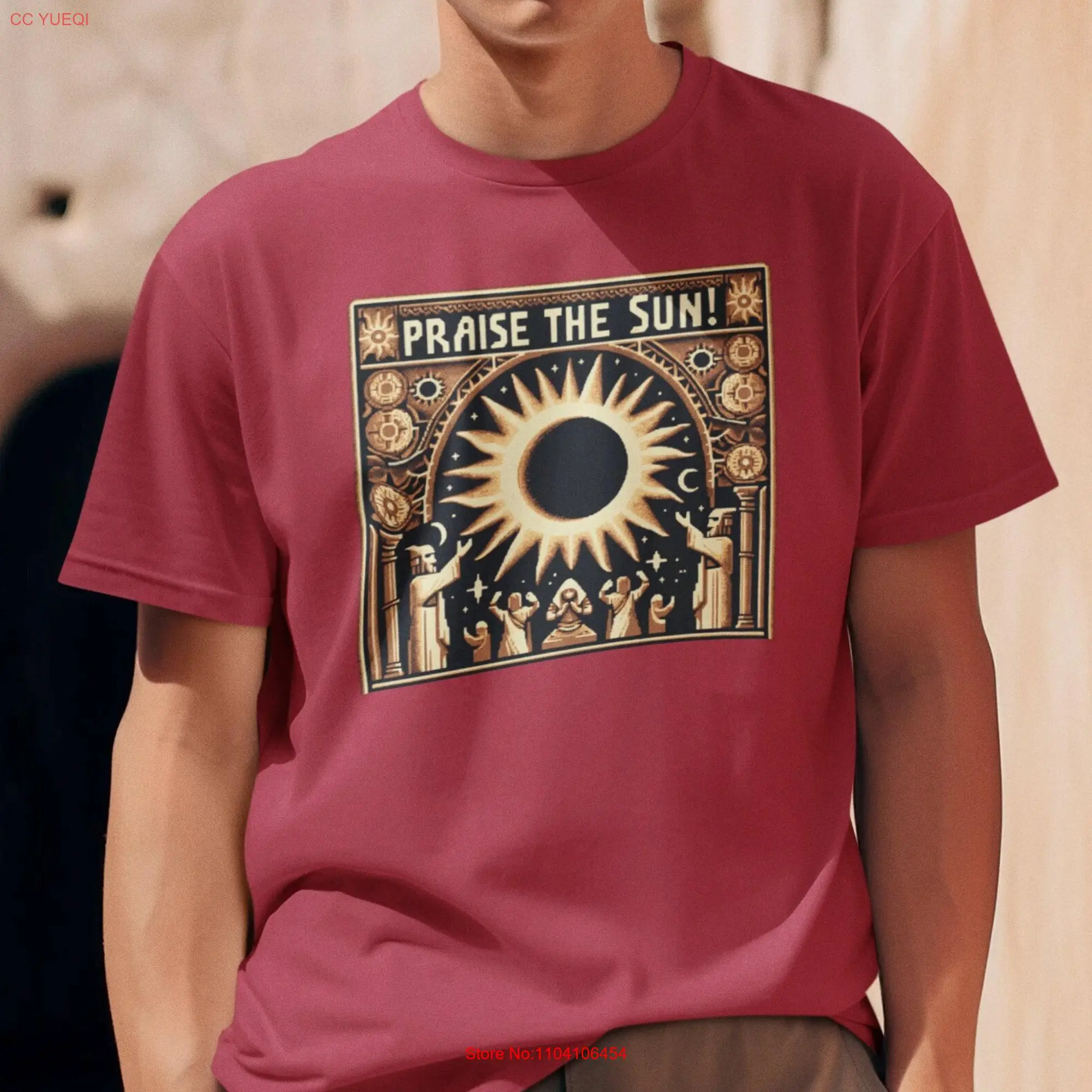 Praise the Sun T Shirt Solar Eclipse Radiance Celestial Design Worship Unique Print Spiritual Clothing Cosmic Vibes