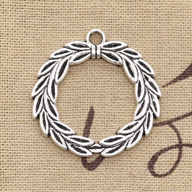 4pcs Charms Olive Branch Laurel Wreath 36x34mm Antique Silver Color Pendants Making DIY Handmade Tibetan Finding Jewelry