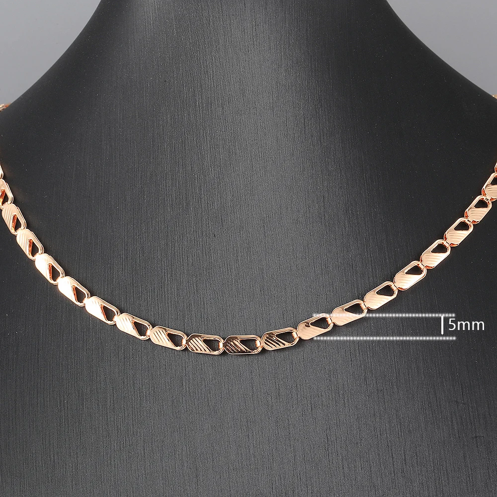 New 585 Rose Gold Color Necklace For Women Girls Rectangle Link Chain Necklace Wholesale Dropshipping HCN54