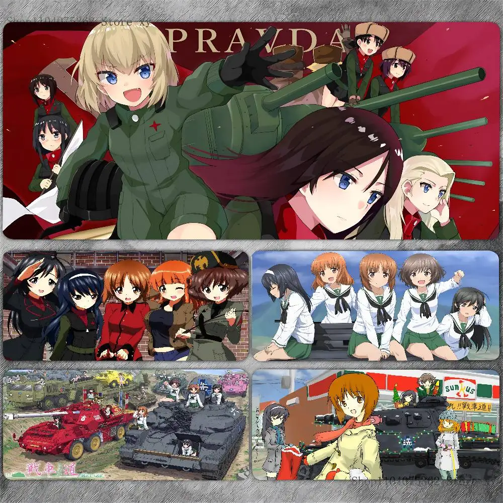Klassisches Anime Girls Und Panzer Mousepad, große Tastatur, Schreibtischunterlage, Gaming-Mauspad, LockEdge, rutschfeste Matte