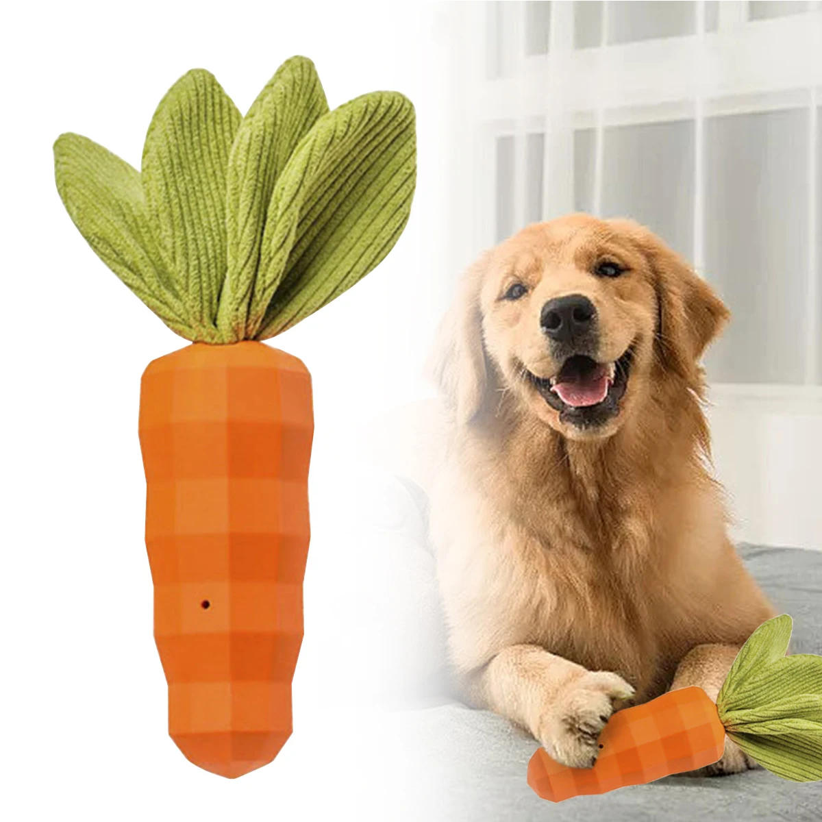 

Popular Dog Squeak Toy Indestructible Rubber Carrot Dog Training And Cleaning Toy Interactive Tough Interactive Tough