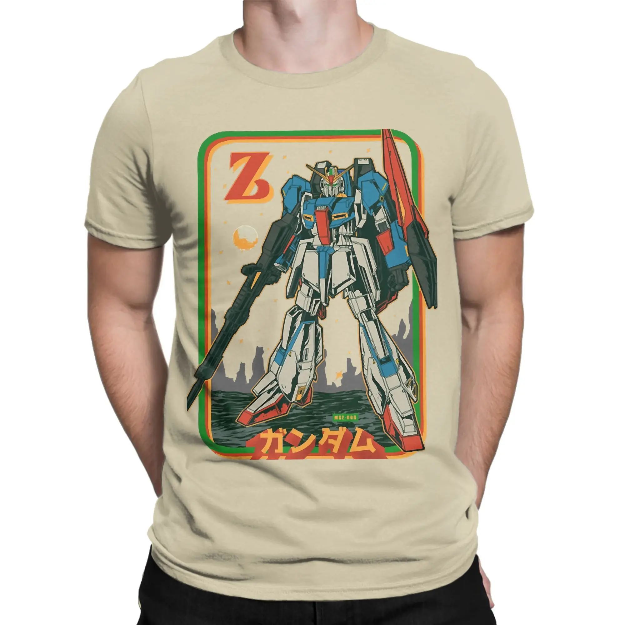 Retro Zeta Gundam T-Shirt for Men  Vintage 100% Cotton Tee Shirt O Neck Short Sleeve T Shirts New Arrival Clothing