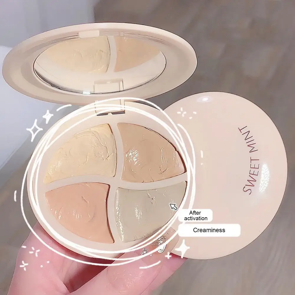 Four-color Concealer Full Coverage Concealer Palette with Mirror for Dark Circles Acne Long Lasting Natural for Moisturizing