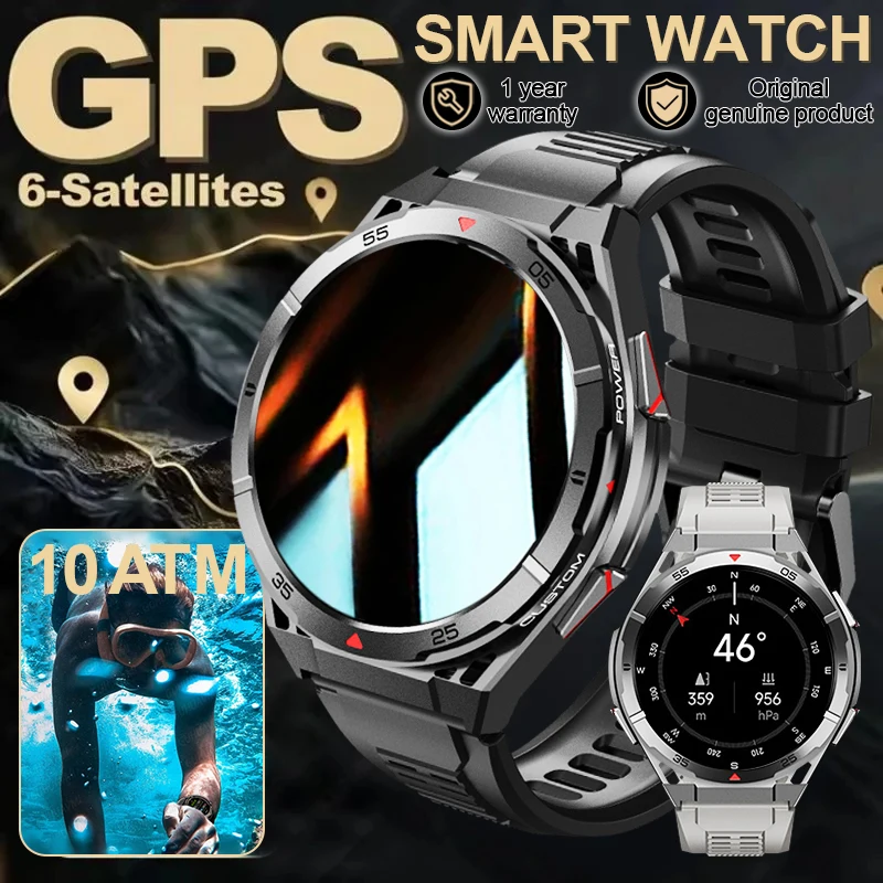 

Новинка 2023 года, GPS10ATM, профессиональные водонепроницаемые умные часы, высотомер, компас, спортивные часы для плавания, Bluetooth-вызов, спортивные умные часы для мужчин