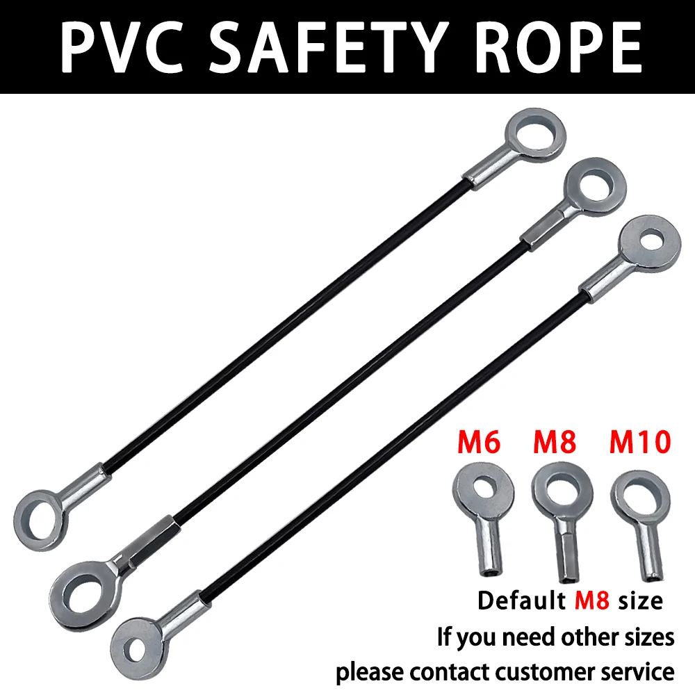 

1PCS 3/5mm Black PVC Coated Cable 304 Stainless Steel Safety Rope Insurance Rope With M8 Galvanized Hole Terminal Widely Used