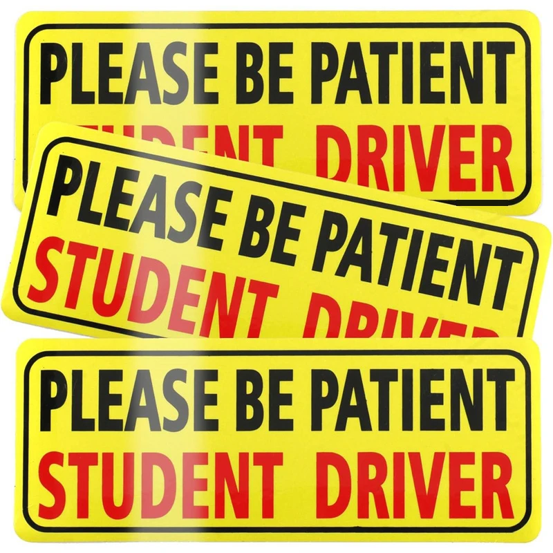 New 3Pcs Student Driver Sticker Magnet For Car Please Be Patient Student Safety Signs Teen Rookie Novice Driver Bumper