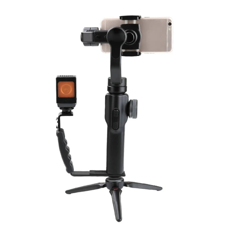 DSLR Camera L-Bracket Video Handle Grip Flash Light with Cold Shoe Mount 1/4 Adapter for Smooth Q2 4 OSMO Mobile 3