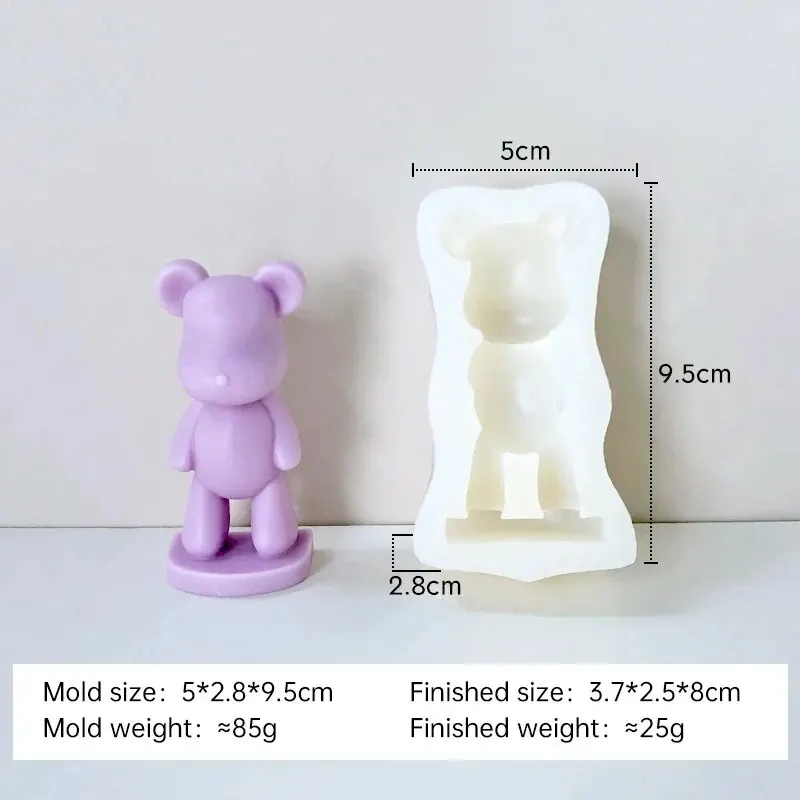 3D Cartoon Bear Silicone Candle Mold Cuddly Bear Hug Love Soap Plaster Resin Mold DIY Animal Chocolate Cake Ice Cube Baking Tool