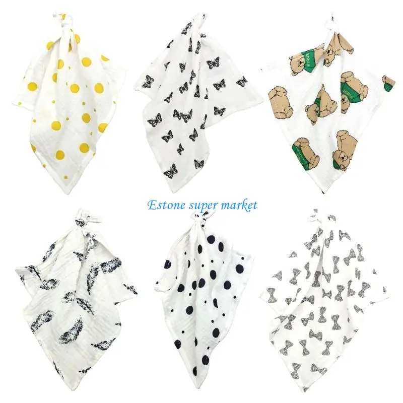 090B طفل ملابس التجشؤ 2-Layer التمريض مريلة تنفس مريلة لطيف طباعة الطفل وشاح للرقبة