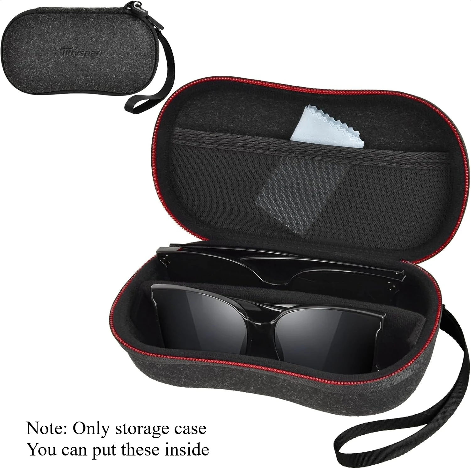 Organisateur de étui à Double lunettes de soleil, boîte de voyage à double lunettes avec séparateur et demi-poche en maille, support de lunettes de protection à coque rigide