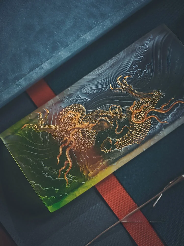 

Чайная ложка Liang Mingyu Ancient Method Lustrous Glass Dragon Ocean Ten Thousand Directions, ручная работа, китайская, с блестящей стеклянной ручкой в форме дракона, в стиле «Океан Десяти тысяч направлений»