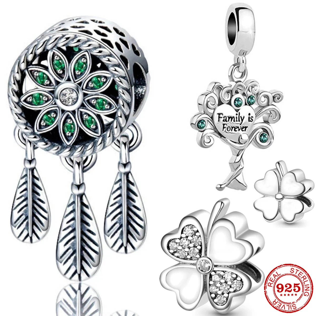 2023New 925 Sterling Silver Dreamcatcher petal flower Pendant Charm Bead fit Original pendant Bracelet Trinket DIY Women Jewelry