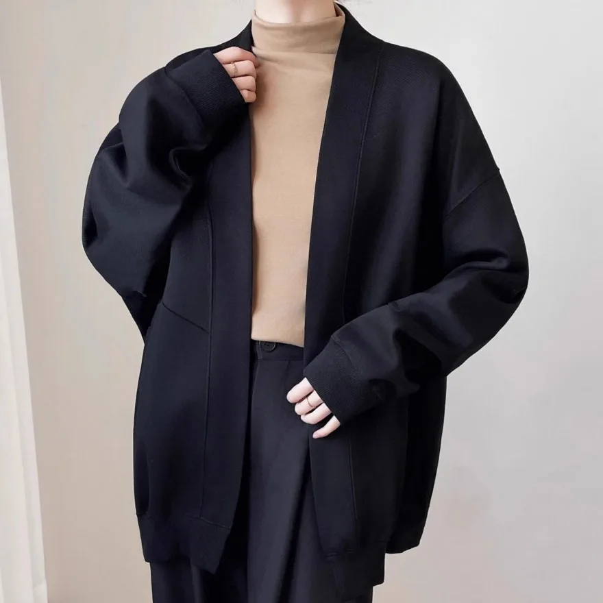 2025 outono novo tapete bf sle longo sve hoodie jaet feminino outerwear algodão buttonl oversized aberto cardigan topo