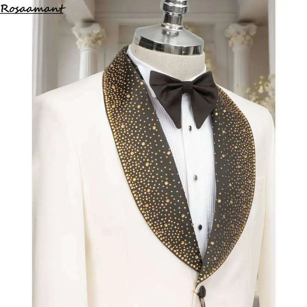 Wedding Host Performance Men's Suit Dress 2 Piece Botanical Floral Pattern Blazer For Men With Pants