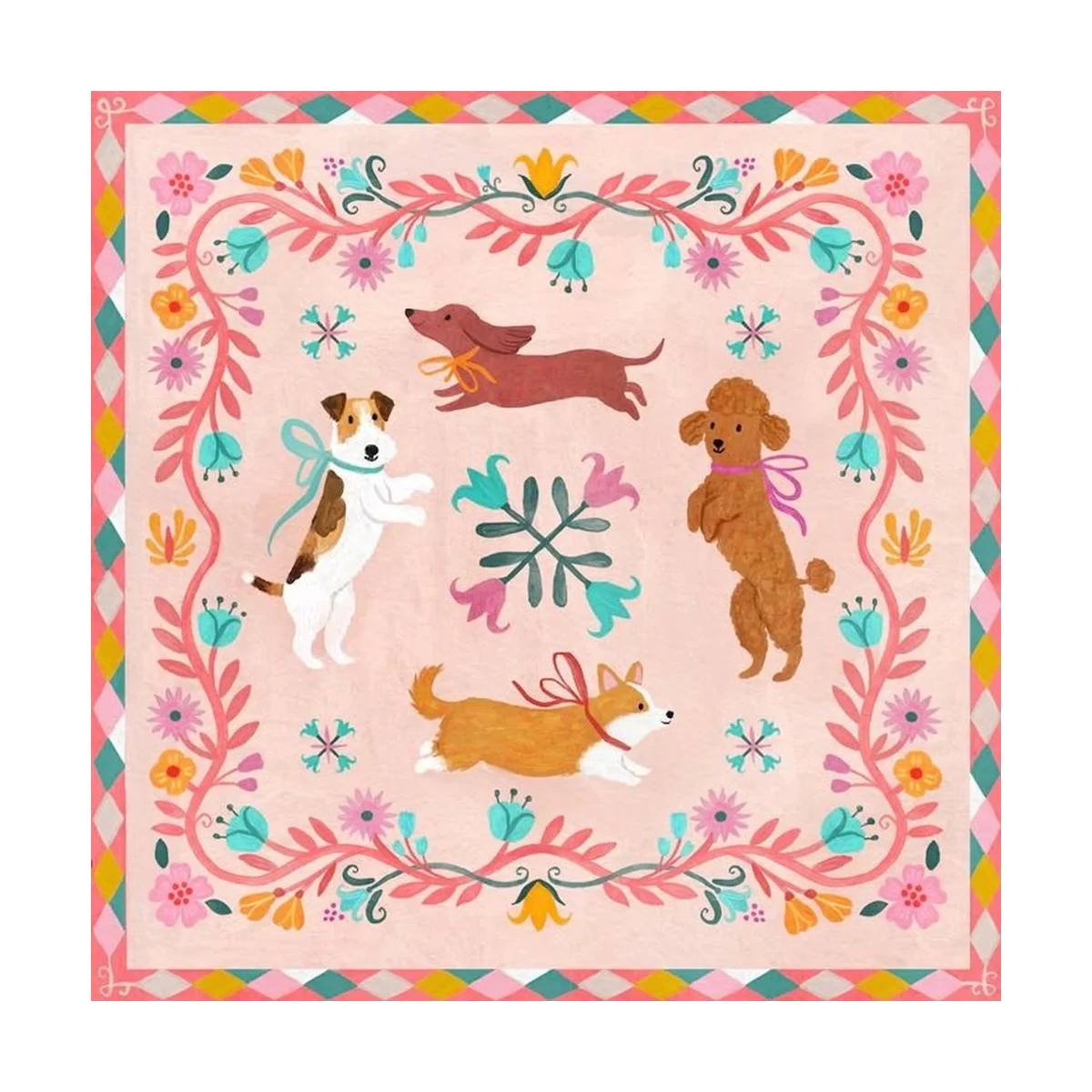 1 Stück 40x40 cm/15,74 Zoll, 11Ct/14Ct Kreuzstich-Set, DIY Valentinstagsgeschenk, Stickerei-Set für Festlichkeiten, Cartoon-Engelhunde – Detail 3