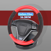 Carbon Fiber Leather And Suede Protect The Steering Wheel Diy Hand Sewing 37-38cm Car Steering Wheel Cover With Needle & Thread