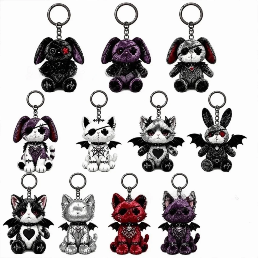 Kreativer Acryl-Schlüsselanhänger mit verletzter Katze, Halloween, Y2K, Gothic-Katzen-Schlüsselanhänger, dunkler Stil, Ornamente, Taschenanhänger, Halloween-Accessoires – Detail 12