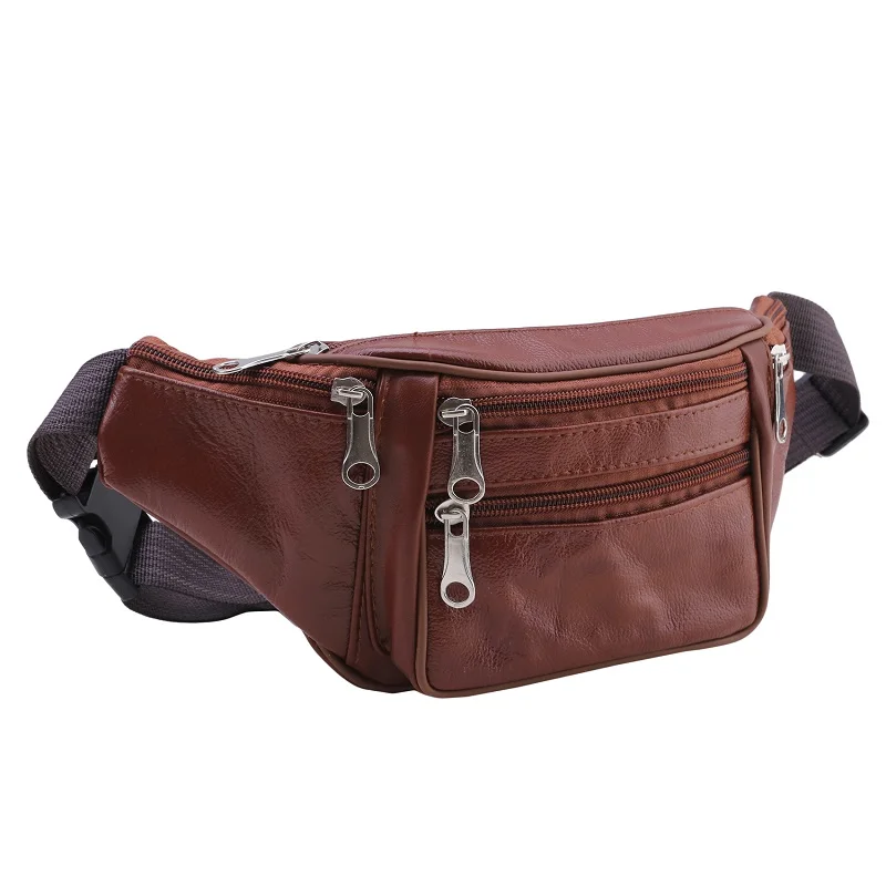 Men\'s Waist Pack PU Leather Bag Waist Belt Bag Male Artificial Leather Fanny Pack Fashion Luxury Small Shoulder Bags for Men